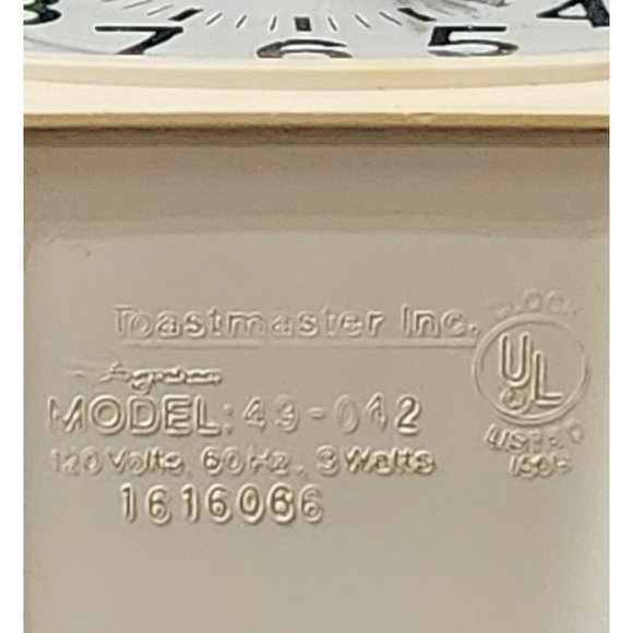 VINTAGE Toastmaster Ingraham ELECTRIC ALARM CLOCK white diamond shaped face MCM - Picture 10 of 10